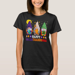 Groovy Happy Hallothanksmas Gnome Halloween Hippie T-Shirt