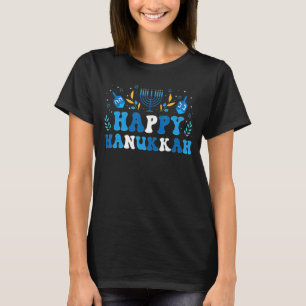 Groovy Happy Hanukkah Jewish Dreidel Challah Matzo T-Shirt