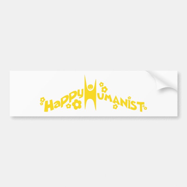 Groovy Happy Humanist Gold Bumper Sticker (Front)