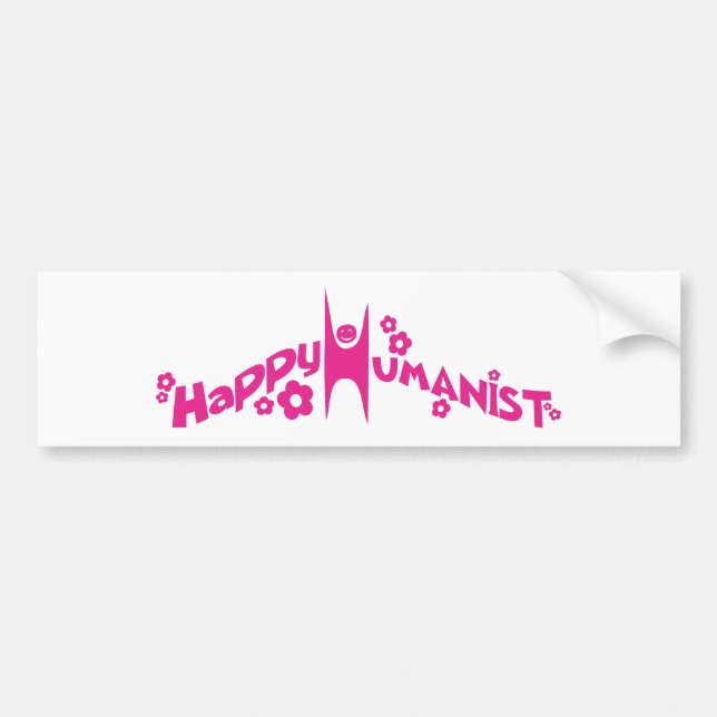 Groovy Happy Humanist Pink Bumper Sticker (Front)