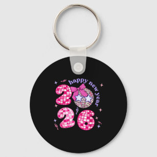 Groovy Happy New Year Party 2026 Girls Kids Toddle Key Ring