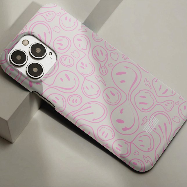Groovy Happy Retro Smile Face Pattern Sand Pink Case-Mate iPhone Case (Groovy Happy Smile Doodles Face Pattern Sand Beige Case-Mate iPhone Case
)