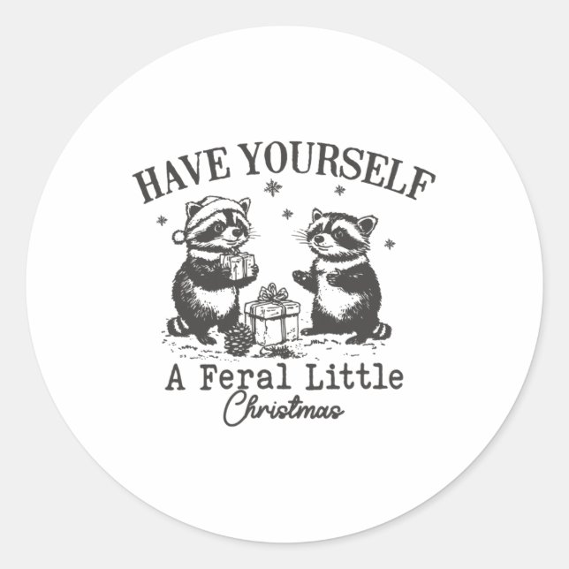 Groovy Have Yourself A Feral Little Christmas Sant Classic Round Sticker (Front)