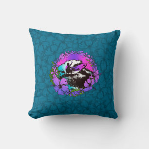 Groovy Hawaiian Surfer 1960's Retro Graphic Pillow