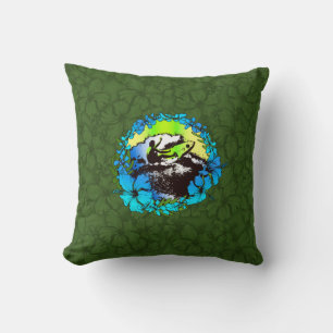 Groovy Hawaiian Surfer 1960's Retro Graphic Pillow