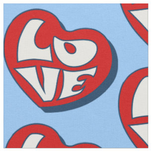 groovy heart love valentine 1960s fabric
