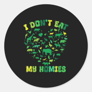 Groovy Heart Vegetarian I Don't Eat My Homies Vega Classic Round Sticker