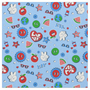 groovy heart watermelon earth valentine 1960s fabric
