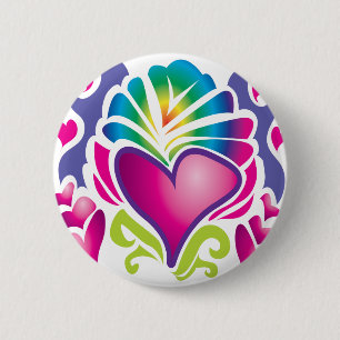 groovy heart wave 6 cm round badge