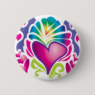 groovy heart wave 6 cm round badge