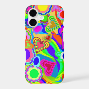 Groovy Hearts Colorful Flowers