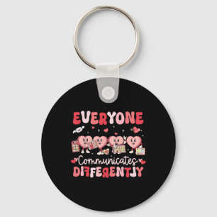 Groovy Hearts Everyone Communicates Differently Va Key Ring