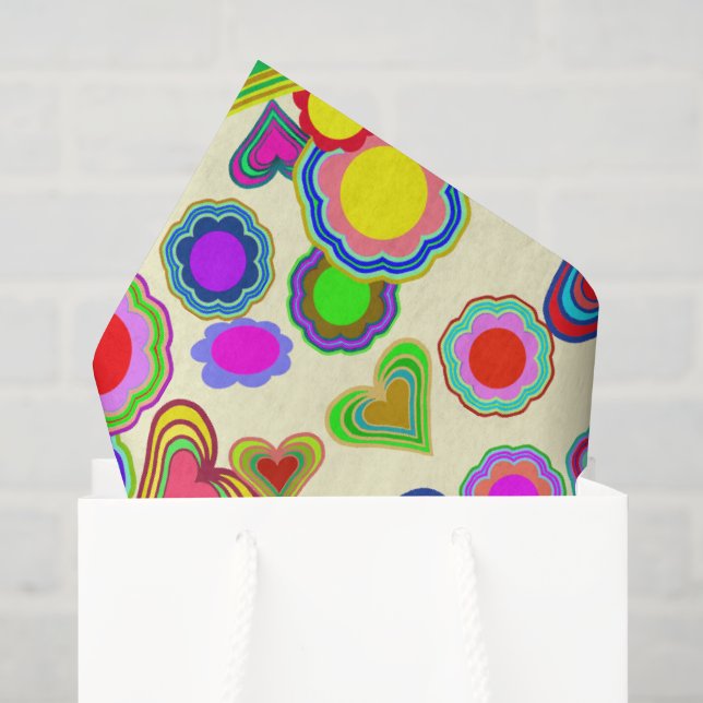 Groovy Hearts Flowers Tissue Paper (Gift Bag)