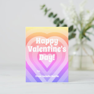 Groovy Hearts Kids Classroom Valentine's Day Holiday Card