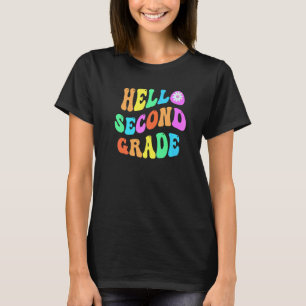 Groovy Hello 2nd Grade Teacher Purple Second Gr Re T-Shirt