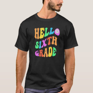 Groovy Hello 6th Grade Teacher Purple Sixth Gr Ret T-Shirt