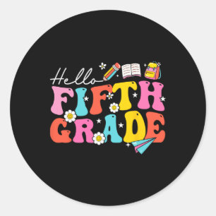 Groovy Hello Fifth Grade 5th Grade Ck To School Classic Round Sticker
