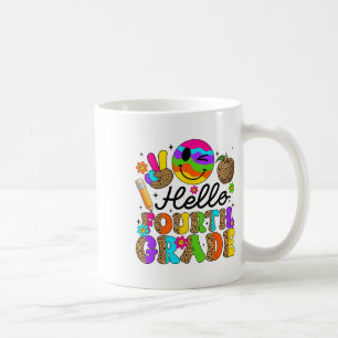 Groovy Hello Fourth Grade Students Leopard 1st Day Coffee Mug