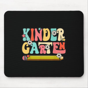 Groovy Hello Kindergarten Vibes Retro Teacher Back Mouse Pad