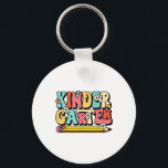 Groovy Hello Kindergarten Vibes Retro Teacher Ck T Key Ring<br><div class="desc">Groovy Hello Kindergarten Vibes Retro Teacher Ck To School</div>