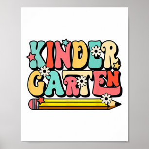 Groovy Hello Kindergarten Vibes Retro Teacher Ck T Poster