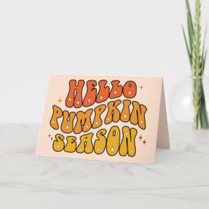 Groovy Hello Pumpkin Season Retro Autumn Sparkle Card