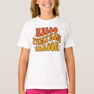 Groovy Hello Pumpkin Season Retro Autumn Sparkle T-Shirt