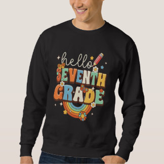 Groovy Hello Seventh Grade Retro Teacher Back To S Sweatshirt