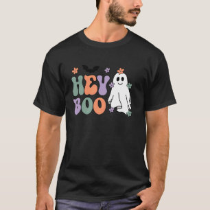 Groovy Hey Boo Cute Ghost Funny Halloween Cute Gho T-Shirt
