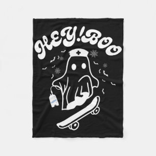 Groovy Hey Boo Nurse Ghost Funny Halloween Mens Wo Fleece Blanket