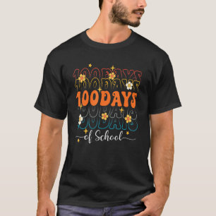 Groovy Hippie 100th Day Of School Teachers Happy 1 T-Shirt