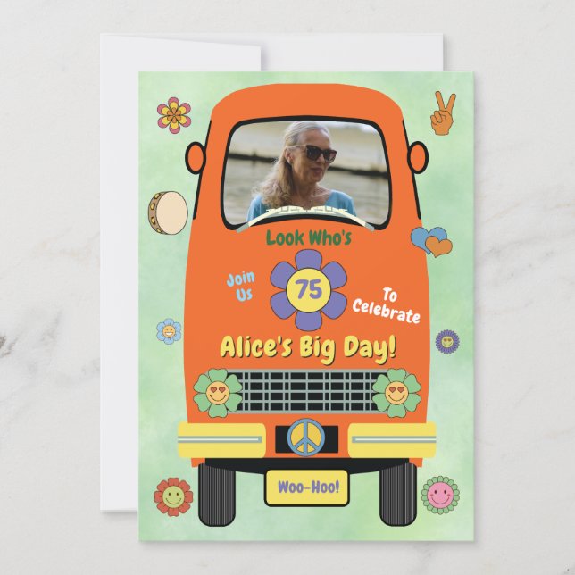 Groovy Hippie Birthday Party Invitation (Front)