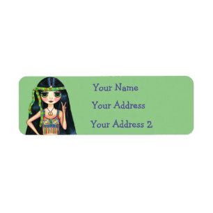 Groovy Hippie Chick Psychedelic Peace Sign 1960s Return Address Label