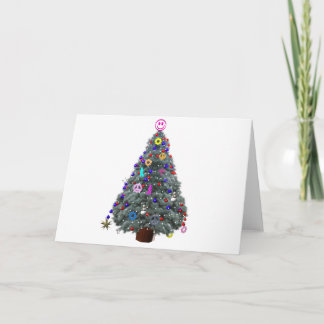 Groovy Hippie Christmas Tree Holiday Card