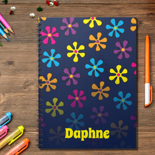 Groovy Hippie Flower Custom Name Notebook