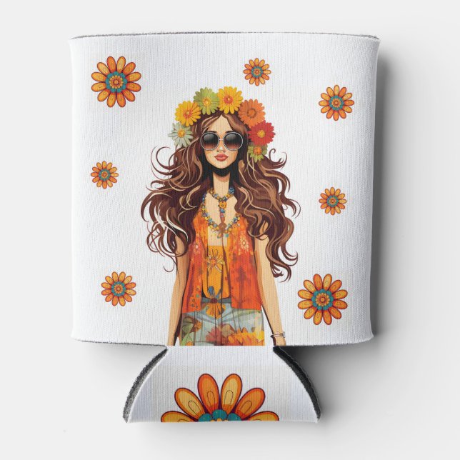 Groovy Hippie Hippy 1970s Themed Birthday Party Can Cooler (Front)