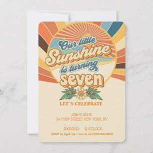 Groovy hippie invitation 7th birthday bohemian
