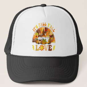 Groovy Hippie It's Fall Y'all Gnomes Pumpkin Autum Trucker Hat