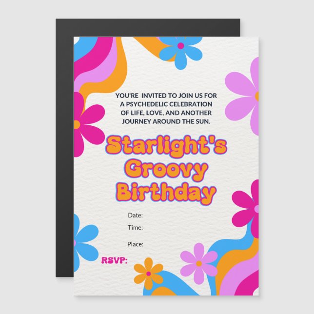 Groovy Hippie Love Peace and Love Celebration Magnetic Invitation (Front/Back)