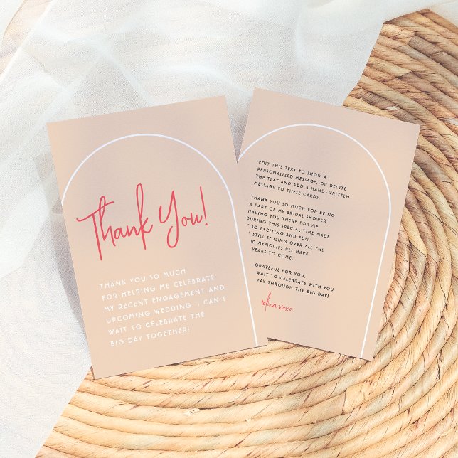 Groovy Hippie Modern Arch Brunch Bridal Shower Thank You Card (Creator Uploaded)