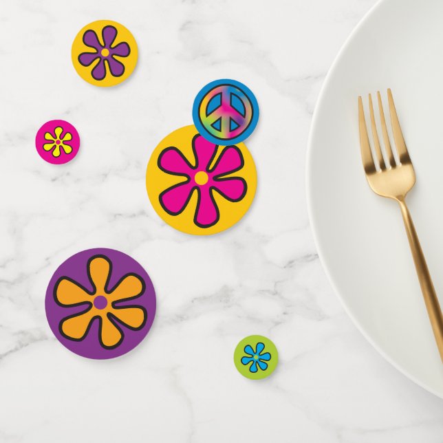 Groovy Hippie Peace and Flower Power Confetti (Group)