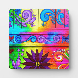 groovy hippie peace love plaque