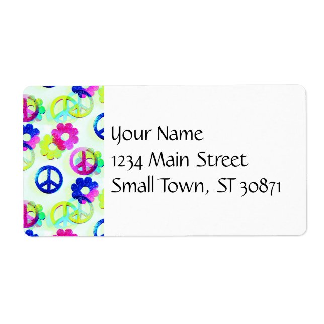 Groovy Hippie Peace Signs Flower Power Sparkle Pat (Front)