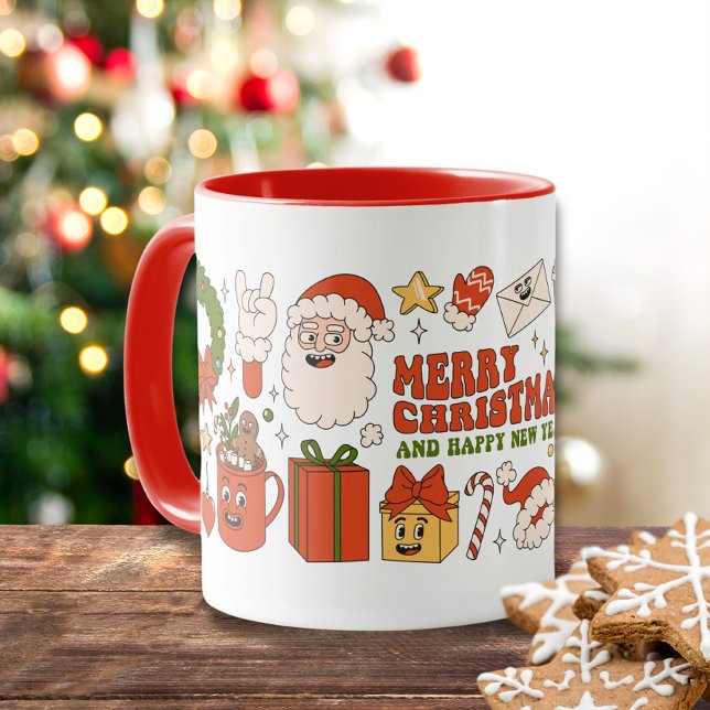 Groovy Hippie Retro Merry Christmas Santa Funny Mug (Creator Uploaded)