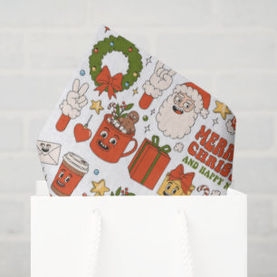 Groovy Hippie Retro Merry Christmas Santa Funny Tissue Paper