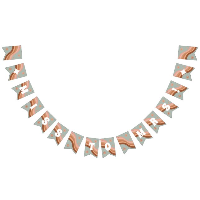 Groovy Hippie Retro Miss to Mrs Bridal Shower Bunting (All)