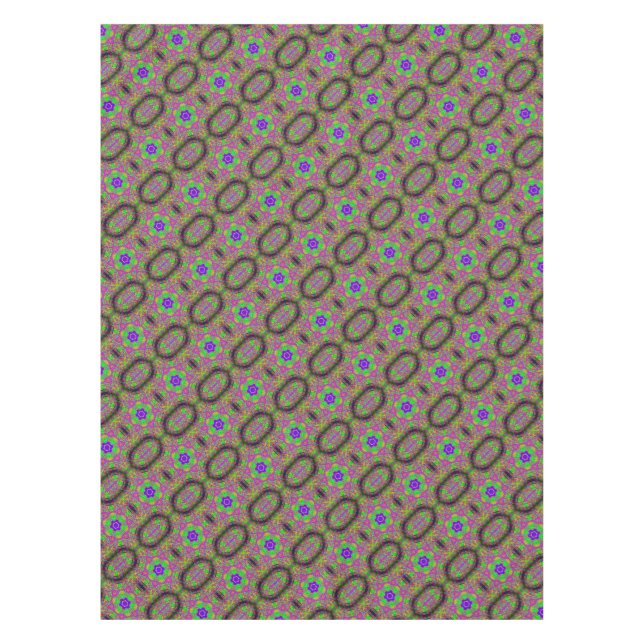 groovy hippie-style flower/stars tablecloth (Front)