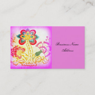 groovy hippie-style palm tree pink business card