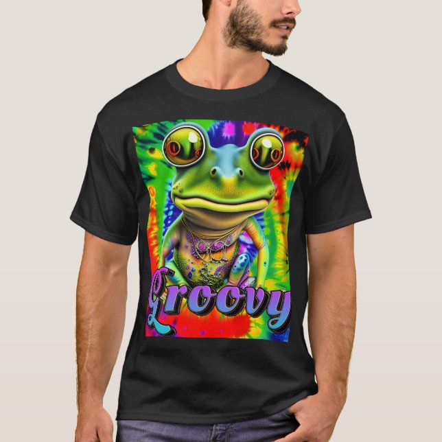 Groovy Hippie Trippy Frog Psychedelic T-Shirt (Front)