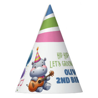 "Groovy Hippo Birthday Bash Bonanza!" Party Hat